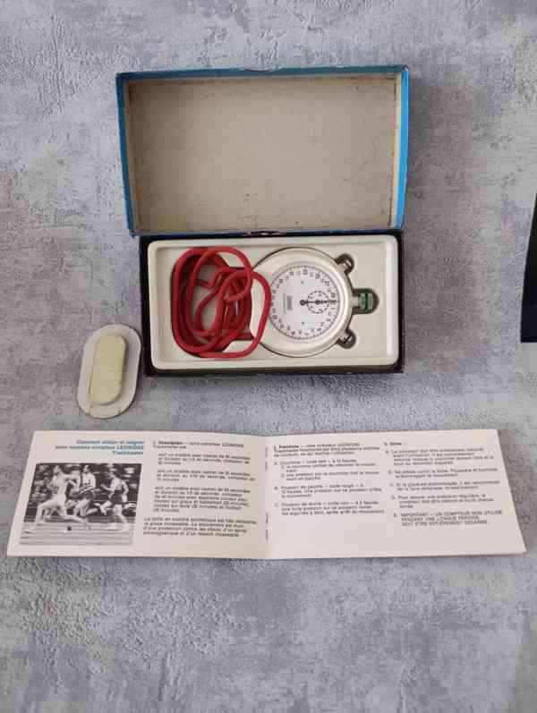 Vintage stopky Leonidas (Heuer) swiss, + krabička, návod - foto 3