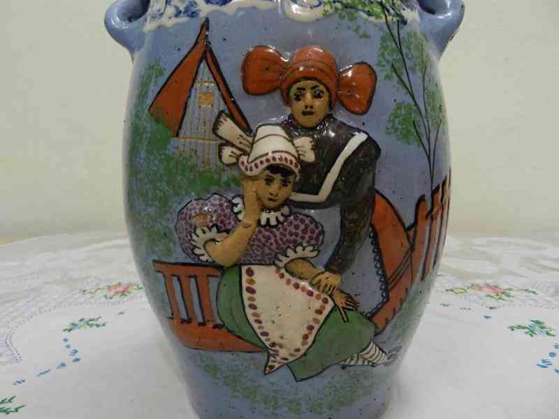 Krásná stará malovaná keramická Nádoba Dóza Selky J. Beníšek - foto 2