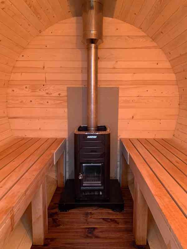 2.2M Barrel Sauna with Wood Burner,   doprava zdarm - foto 5