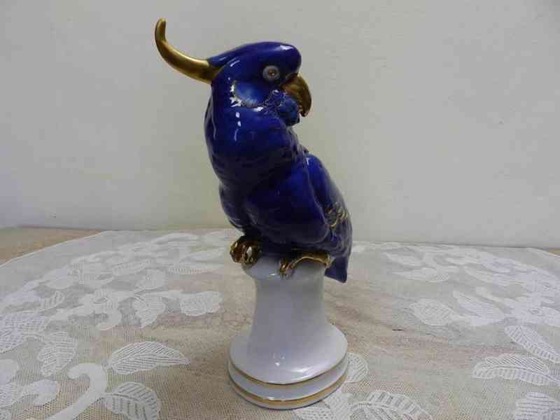 Krásný zlacený Papoušek Volkstedt Karl Ens Německo - foto 3