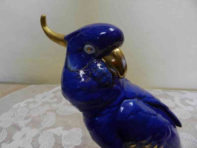 Krásný zlacený Papoušek Volkstedt Karl Ens Německo - foto 2