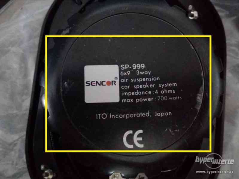 Repro SENCOR (made in Japan) třípásm. SP999 výkon 200W/4 Ohm - foto 7