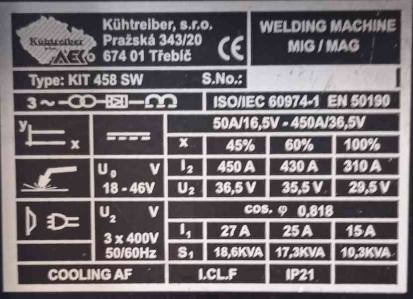 MIG/MAG svářečka Kühtreiber KIT 458 SW - foto 3