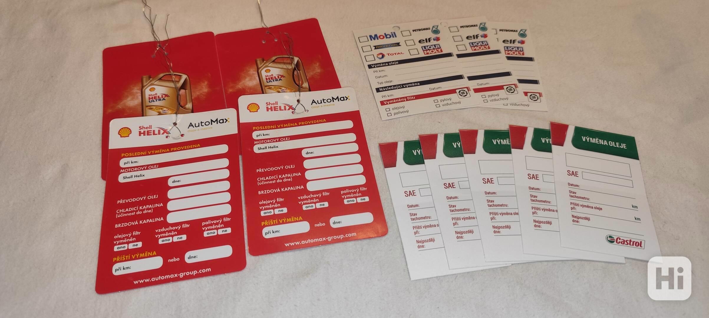 Servisní štítky + nálepky na výměnu oleje - foto 1