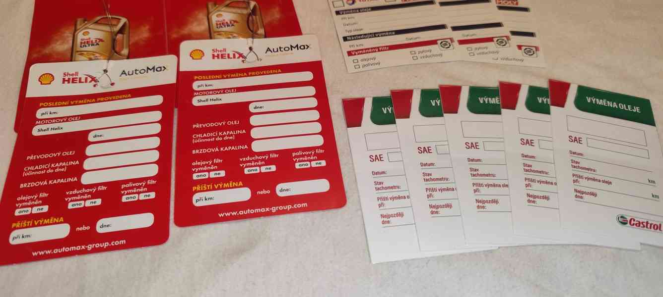 Servisní štítky + nálepky na výměnu oleje - foto 2