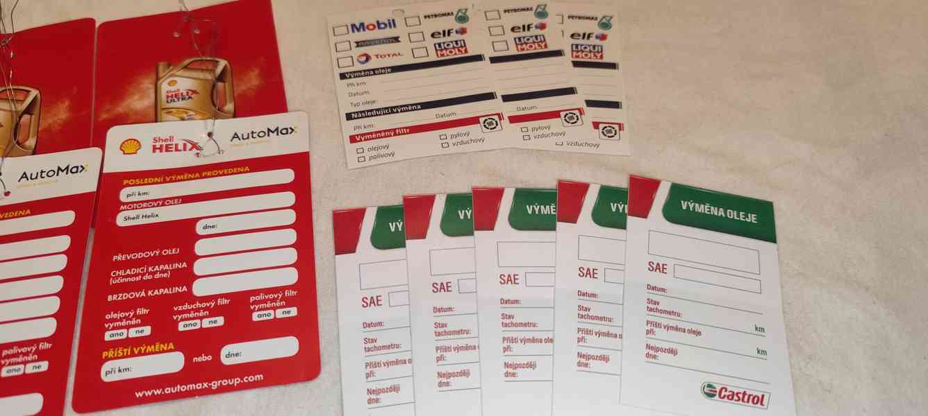 Servisní štítky + nálepky na výměnu oleje - foto 3