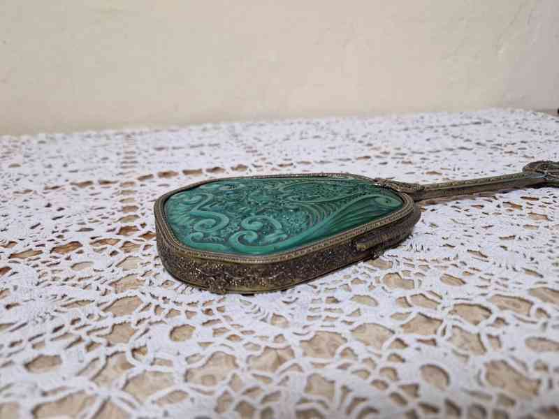 Vzácné Art deco Zrcátko Malachit Jade Ingrid Schlevogt - foto 4