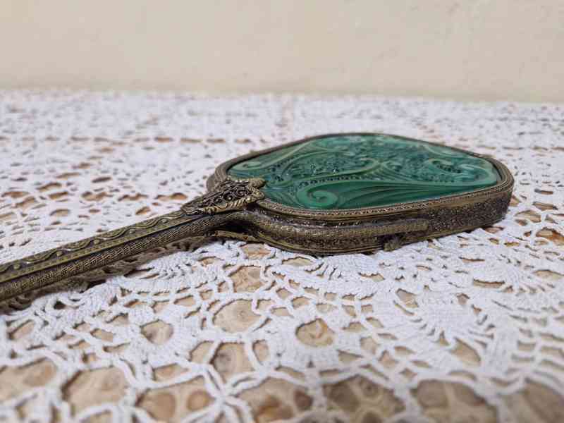 Vzácné Art deco Zrcátko Malachit Jade Ingrid Schlevogt - foto 5