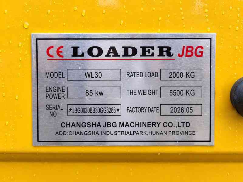 Kolový nakladač JBG WL30 85 kW / 116 HP - foto 5