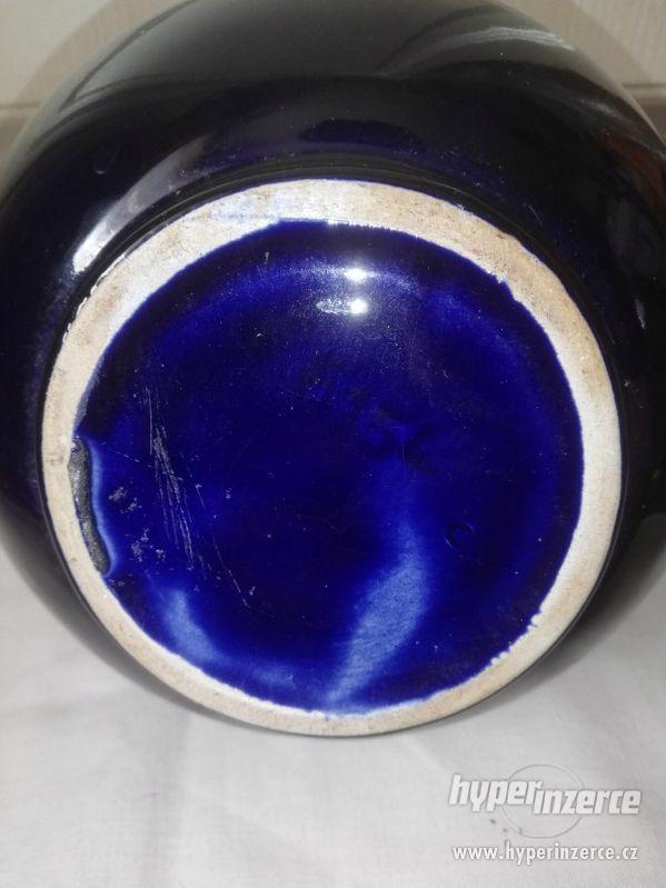 Velká modrá dóza na svíčku - zn. 6154 - foto 3
