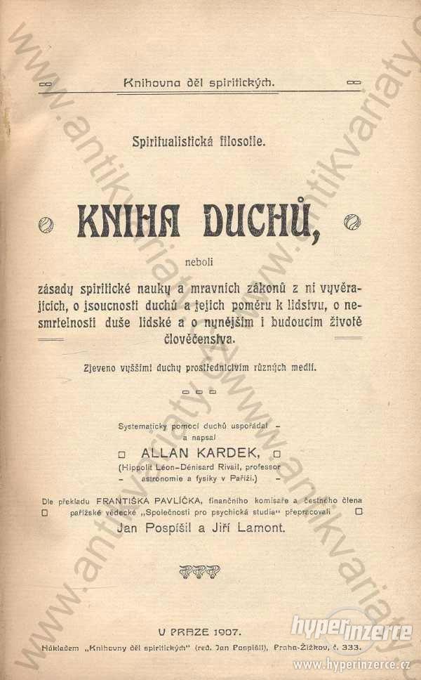 Kniha duchů  usp. Allan Kardek 1907 - foto 1