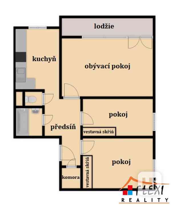 Pronájem nezařízeného bytu 3+1 s komorou a lodžií, 65 m2, ul. Pod Školou, Frýdek-Místek - foto 17