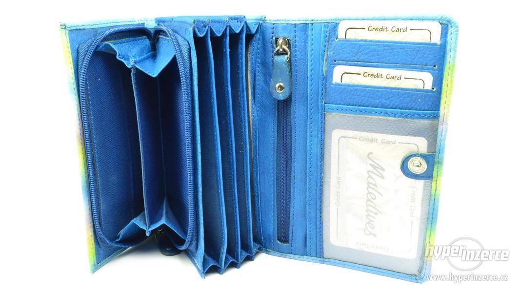 Modrá velká dámská kožená peněženka - foto 6