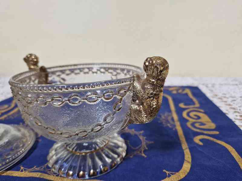 Krásná secesní zlacená Dóza Cukřenka Psi a Kočka - foto 6