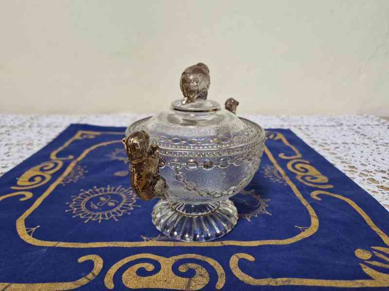 Krásná secesní zlacená Dóza Cukřenka Psi a Kočka - foto 3