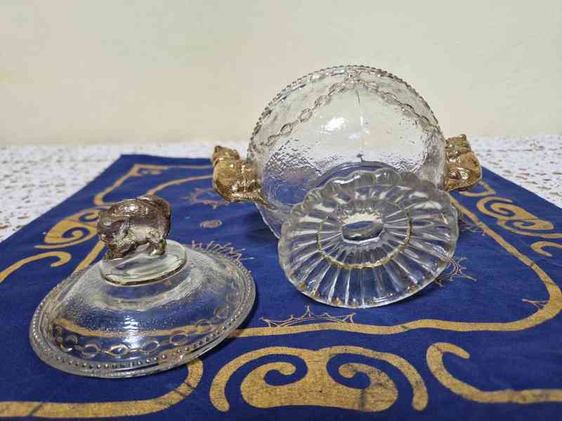 Krásná secesní zlacená Dóza Cukřenka Psi a Kočka - foto 5