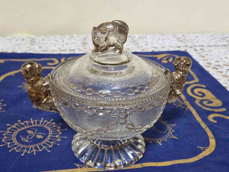 Krásná secesní zlacená Dóza Cukřenka Psi a Kočka - foto 2