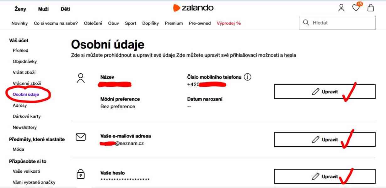 Účet Zalando za 50Kč se zůstatkem 102Kč => SLEVA 50%!!! - foto 3