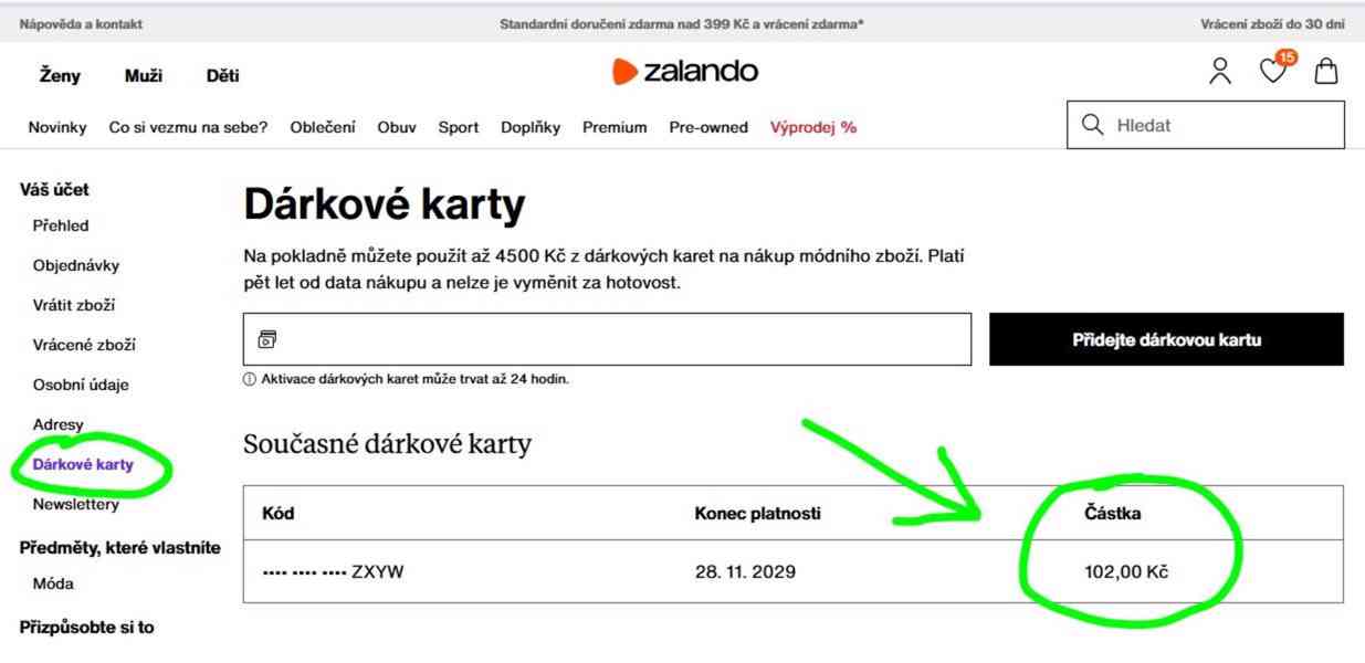 Účet Zalando za 50Kč se zůstatkem 102Kč => SLEVA 50%!!! - foto 2