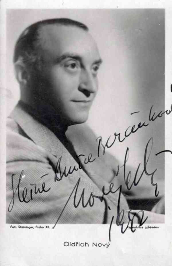 Oldřich Nový – autogram s věnováním, krásný stav