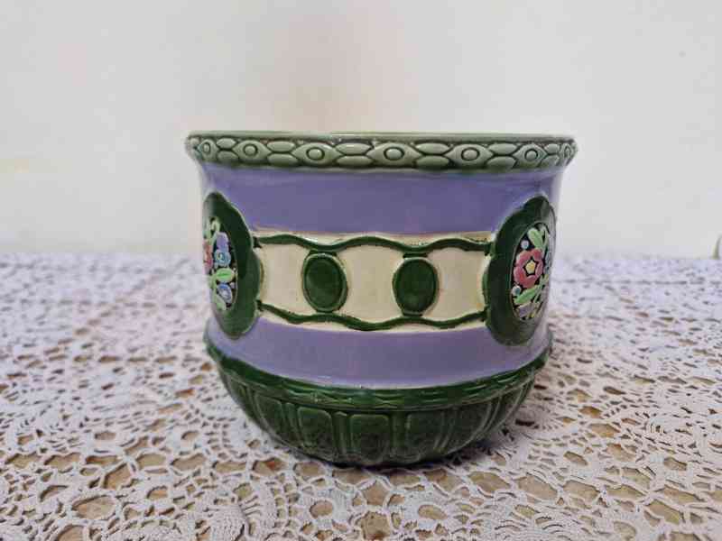 Krásný secesní Květináč Květník Majolika Eichwald - foto 2