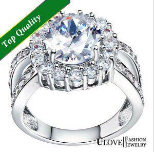 Nový pozlacený stříbrný prsten s krystalem CZ a 34 zirony - foto 2