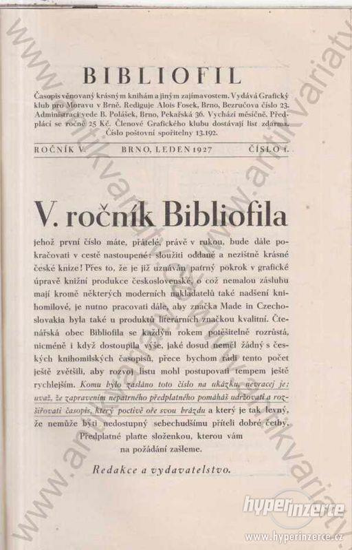 Bibliofil - ročník V. red. Alois Fosek 1927 - foto 1