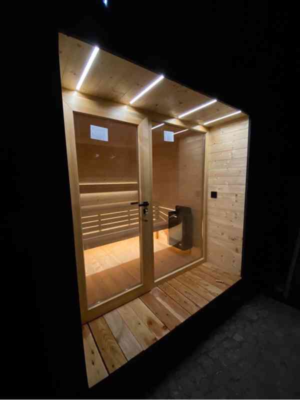 Zateplená skeletová zahradní sauna s terasou + vana ABACHI - foto 7