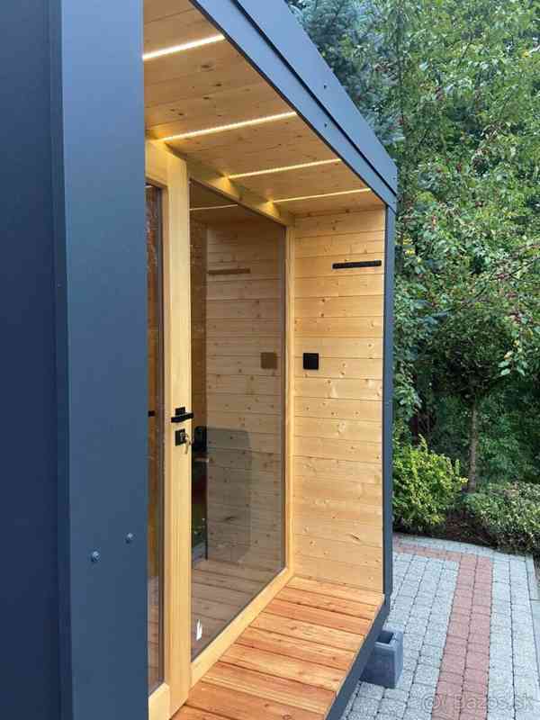 Zateplená skeletová zahradní sauna s terasou + vana ABACHI - foto 18