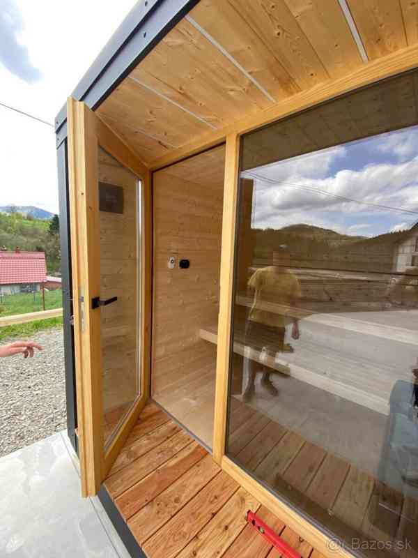 Zateplená skeletová zahradní sauna s terasou + vana ABACHI - foto 16