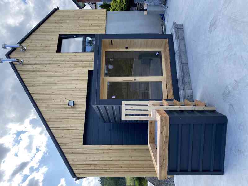 Zateplená skeletová zahradní sauna s terasou + vana ABACHI - foto 2