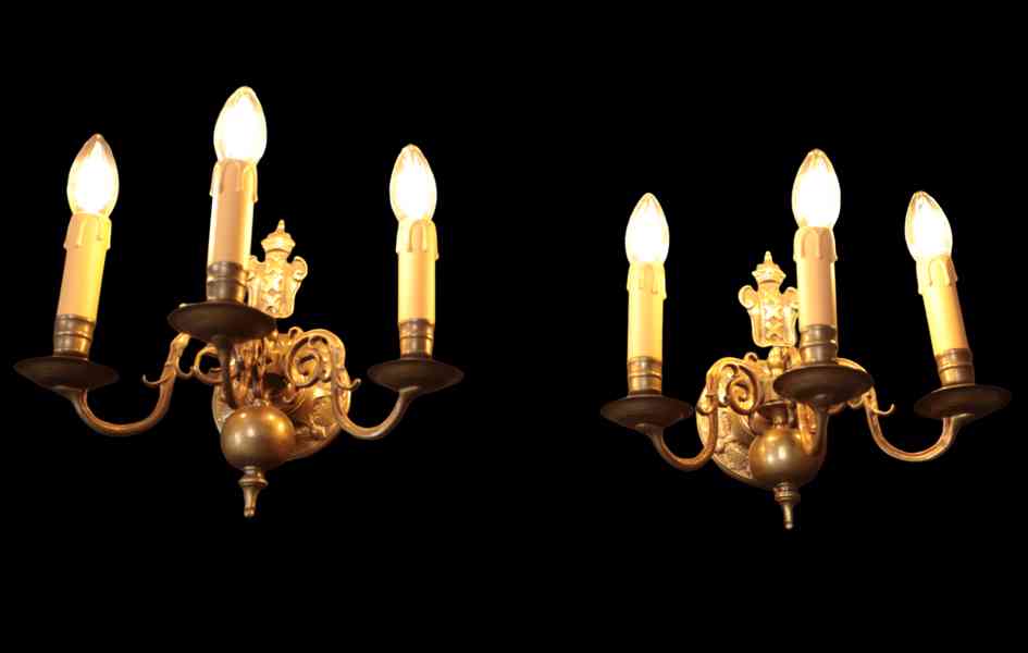 Starožitné nástěnné lampy s erbem Bronz - foto 1