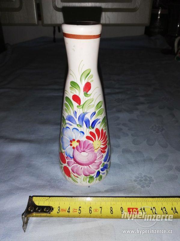 Keramická vázička s květinami - ručně malované - foto 1