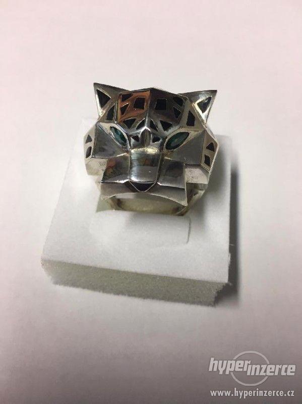 Velmi jedinečný stříbrný pánský prsten Leopard - foto 1