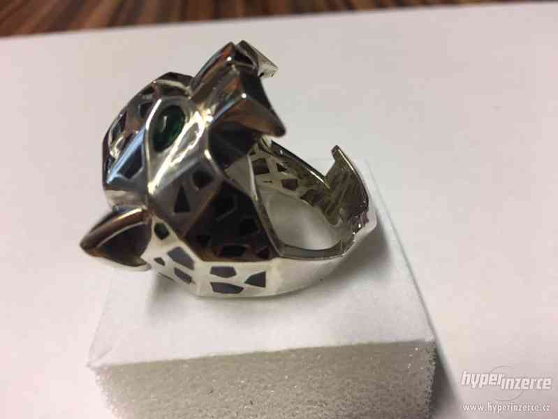 Velmi jedinečný stříbrný pánský prsten Leopard - foto 2