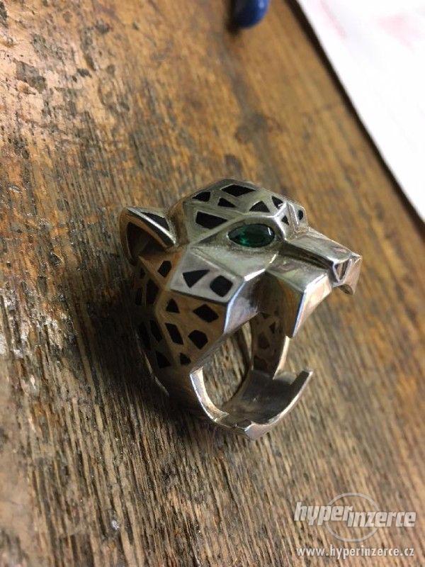 Velmi jedinečný stříbrný pánský prsten Leopard - foto 3