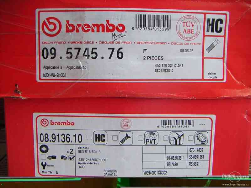 Brembo kotouče a BOSCH destičky na AUDI A4, A6 atd - foto 1