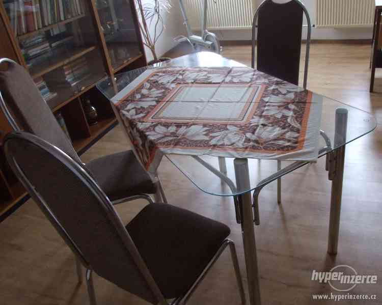 Stůl a 4 židle chrom - foto 1