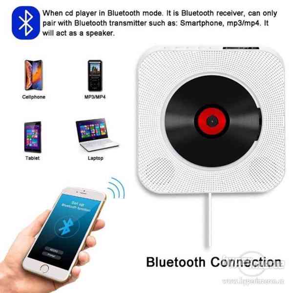 Přenosný přehrávač CD s technologií Bluetooth,nástěnný hudeb - foto 2