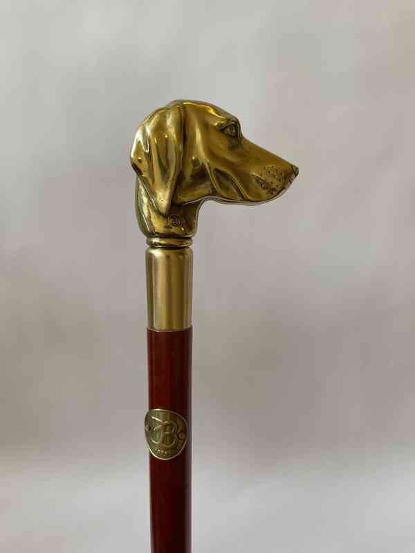Lovecký pes - vycházková hůl s mosaznou hlavou - foto 1