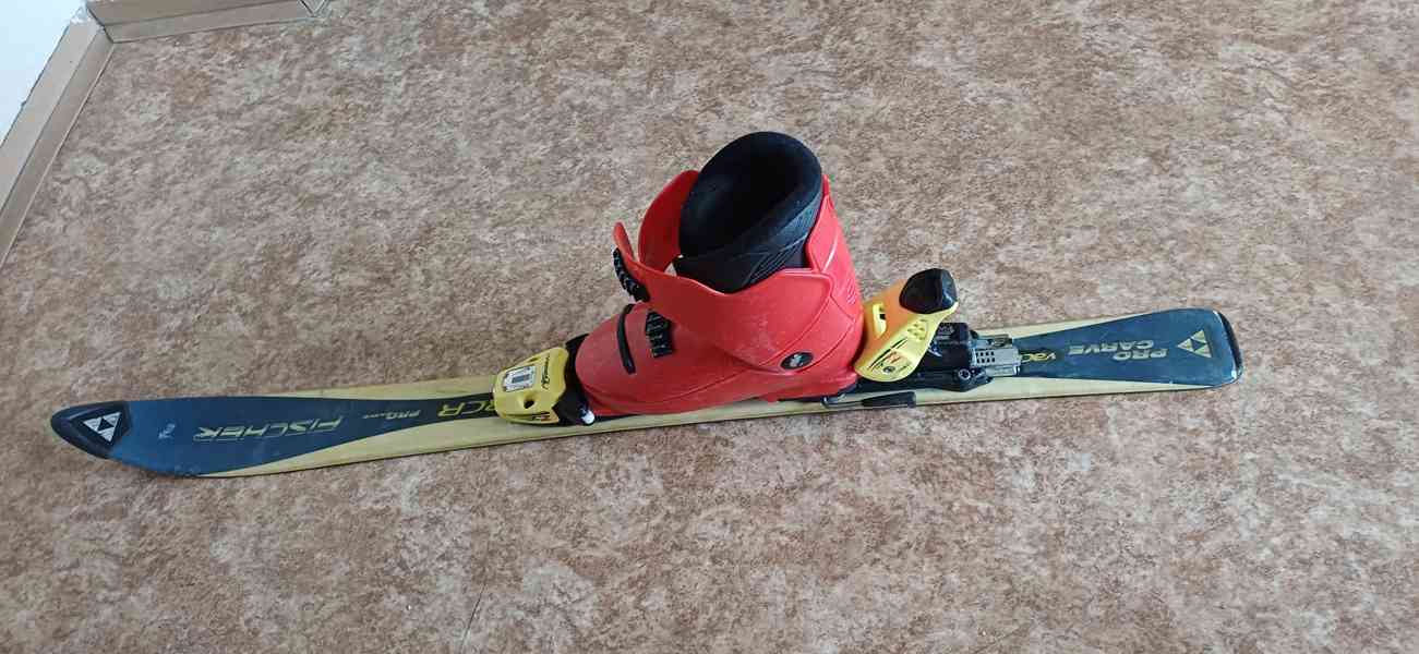 Dětské lyže Fischer , lyžáky TecnoPro-  velikost 30-31,hůlky - foto 3