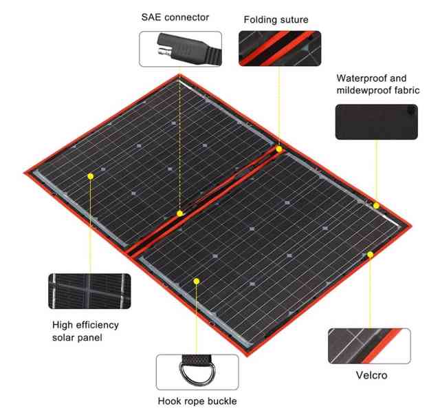 Solární nabíjecí skládací kufr flexibilní 100W pro 12V systé - foto 5