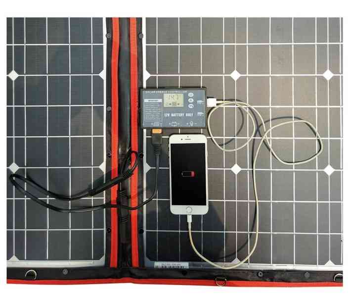 Solární nabíjecí skládací kufr flexibilní 100W pro 12V systé - foto 6