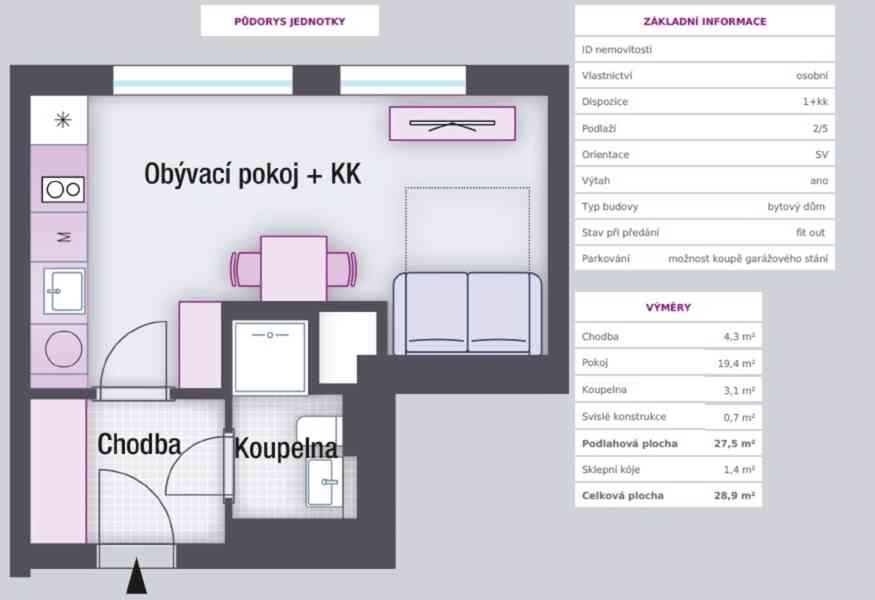 Prodej bytu 1+kk, 28,9 m2, 2.NP,  Praha 2 Vinohrady - foto 2