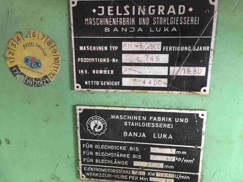 Použité tabulové nůžky MM5/2500, r. v. 1980 - foto 5