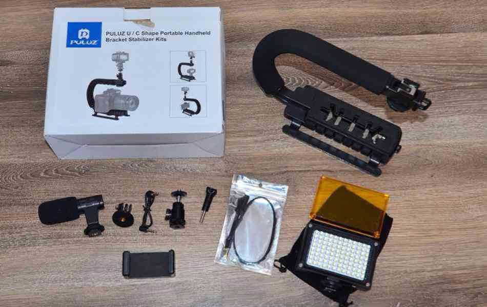 PULUZ Kits *držák stabilizátor+mikrofon+LED světlo - foto 3