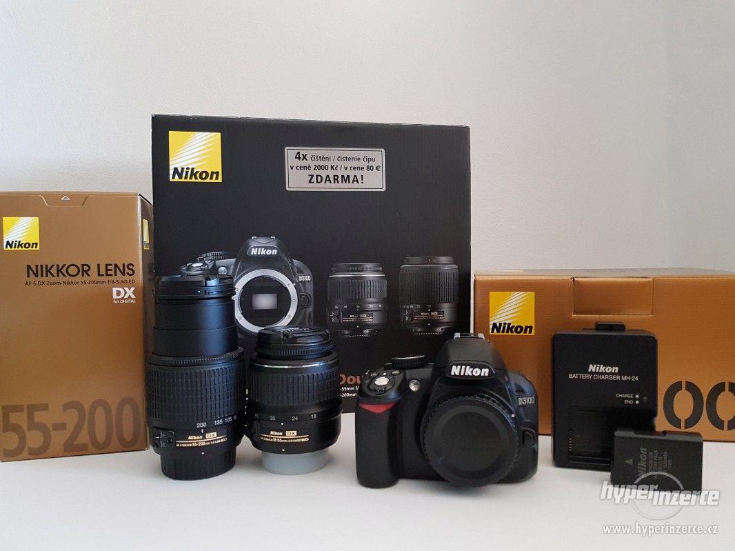 Nikon D3100 + Nikkor 18-55mm / 55-200mm + příslušenství - foto 1