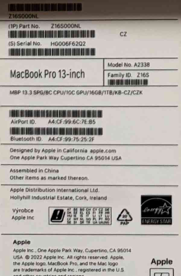 MacBook Pro M2 (16 GB RAM, 1 TB SSD), komplet balení - foto 13