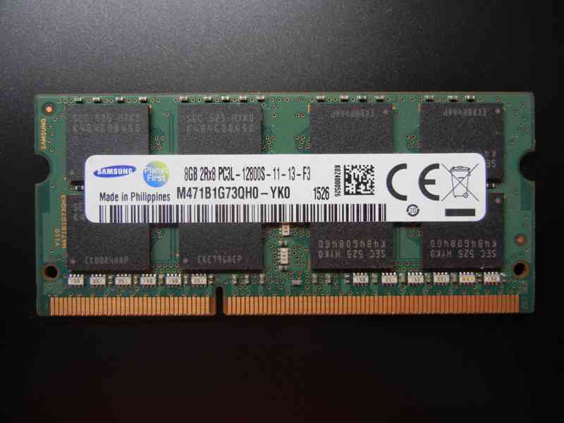 Paměti Samsung 8 GB DDR3 SODIMM, 1600MHz
