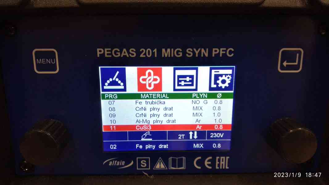 Prodám multifunkční svářečku ALFAIN PEGAS 201 MIG SYN PFC - foto 2